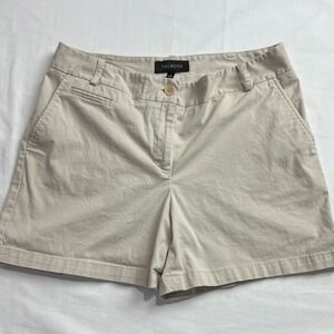 Talbots Chino Shorts Women 8 Beige Cotton Blend Casual Summer Classic Pocket F13
